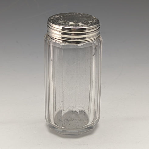 1882 British Antique Small Glass Bottle Pure Silver Lid 110g