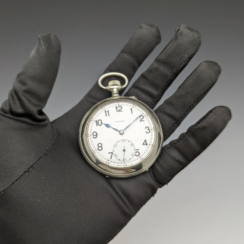 1921 年左右古董浪琴懷錶鍍銀開面做工精良