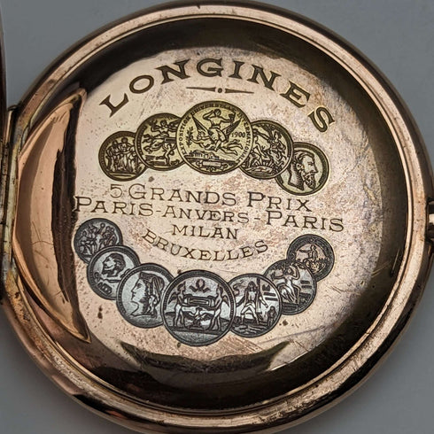 1913年頃 アンティーク ロンジン 懐中時計 金張りハンターケース Cal19.74N 動作良好