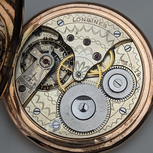 1913 年左右古董浪琴懷錶鍍金獵人錶殼 Cal19.74N 做工不錯