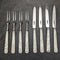 1925 British Vintage White Pearl Shell Handle Sterling Silver Blade Dessert Cutlery 4x2 Set
