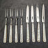 1925 British Vintage White Pearl Shell Handle Sterling Silver Blade Dessert Cutlery 4x2 Set