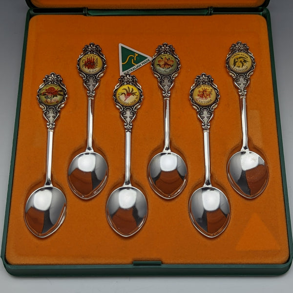 Made in Australia vintage silver plated teaspoon set of 6 in a case