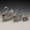 1972 年英國復古天鵝形狀純銀和切割玻璃配件盒大號中號小號 3 件套