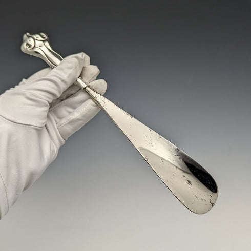 British Antique Sterling Silver Handle Shoehorn Shoehorn
