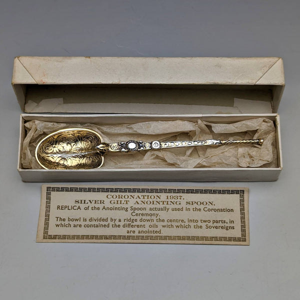 1936 British Vintage Pure Silver Annoting Spoon Mayes Mills