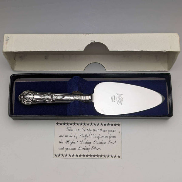 1975 年英國復古純銀手柄小蛋糕服務器盒裝