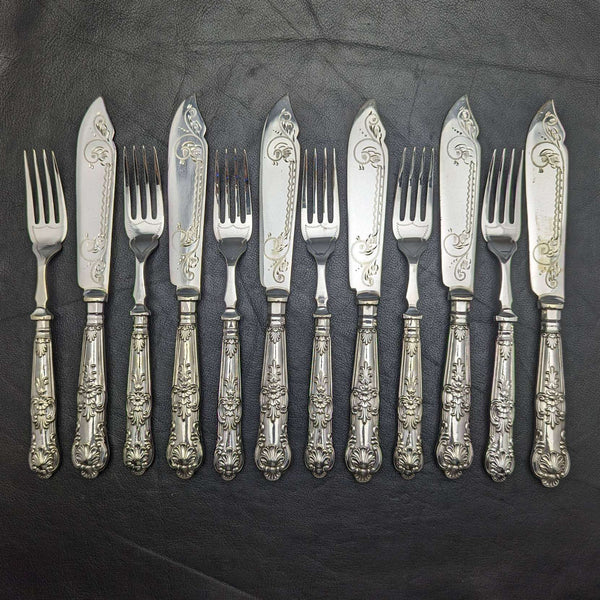 1930 年英國復古鍍銀餐具套裝 6x2
