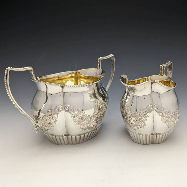 1897 British Antique Sterling Silver Sugar Pot & Cream Jug Total 183g