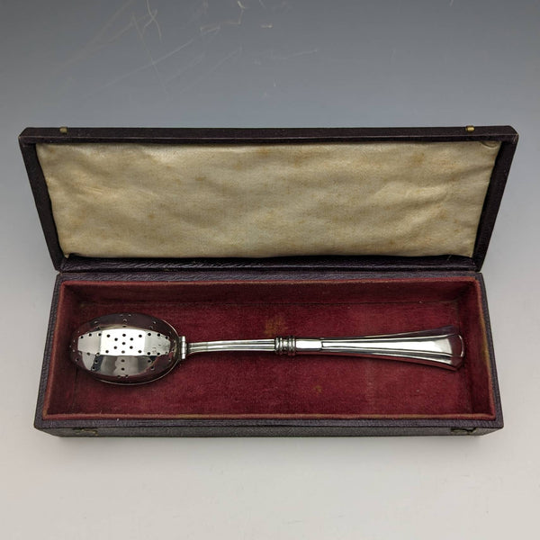 US antique sterling silver tea infuser in case