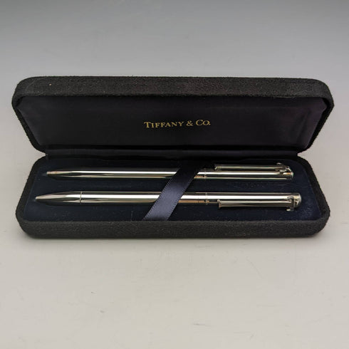 US Vintage Tiffany Sterling Silver Propulsion Pencil & Ballpoint Pen in Case