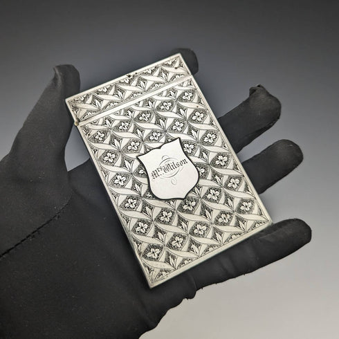 1830 British antique sterling silver card case Edinburgh JR