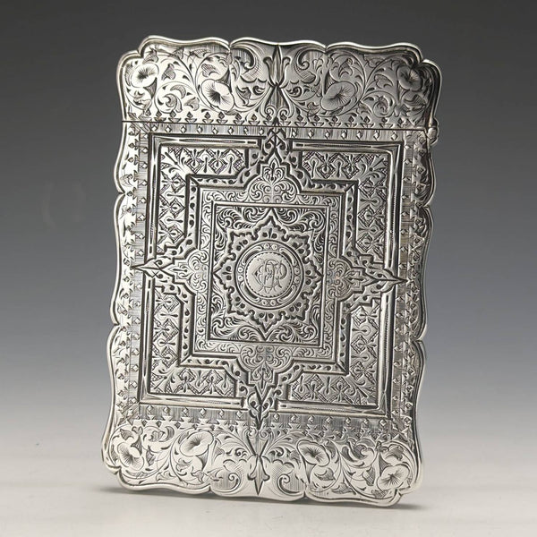 1867 British antique sterling silver card case Robert Thornton