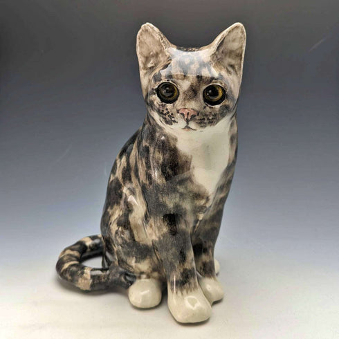 British Winstan Ray Kensington Cat Pheasant Pottery Figurine (Size 4)