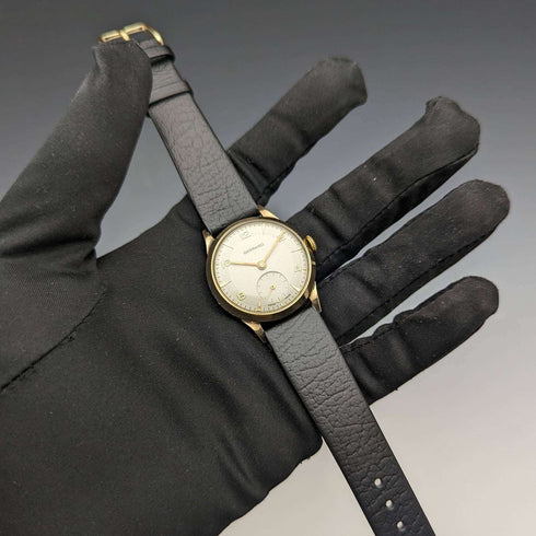 1955 British vintage Garrard K9 solid gold case gentleman's watch works well in box