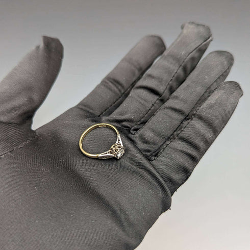 Anillo vintage británico de oro de 18 quilates con diamante de 0,25 ct, H L Brown