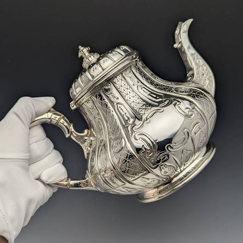 1870s English Antique Silver Plated Teapot 741g Martin Hall