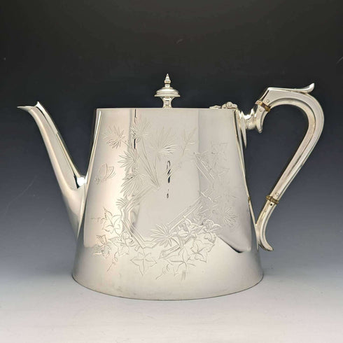 1870 年代英國古董鍍銀鼓茶壺 669 克