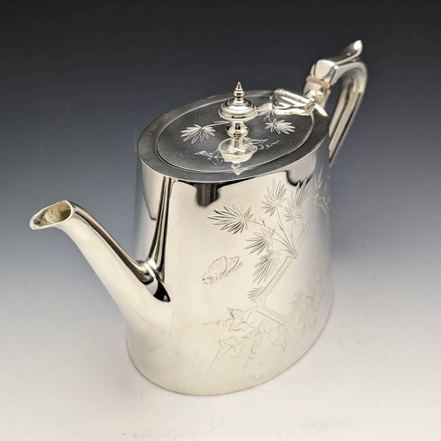 1870 年代英國古董鍍銀鼓茶壺 669 克