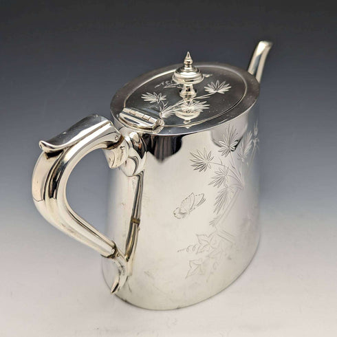 1870 年代英國古董鍍銀鼓茶壺 669 克
