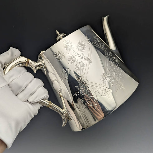 1870 年代英國古董鍍銀鼓茶壺 669 克