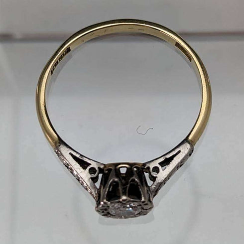 Anillo vintage británico de oro de 18 quilates con diamante de 0,25 ct, H L Brown