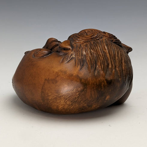 Japanese vintage lion wooden netsuke