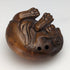 Japanese vintage lion wooden netsuke