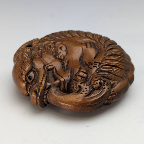 Japanese vintage dragon wooden netsuke