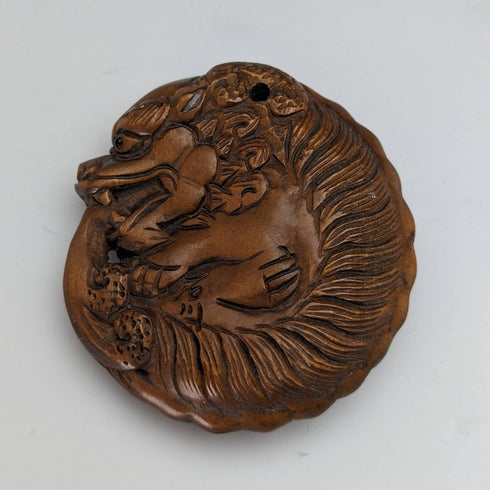 Japanese vintage dragon wooden netsuke