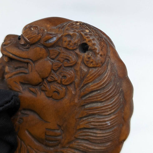 Japanese vintage dragon wooden netsuke