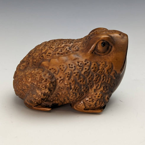 Japanese vintage toad wooden netsuke