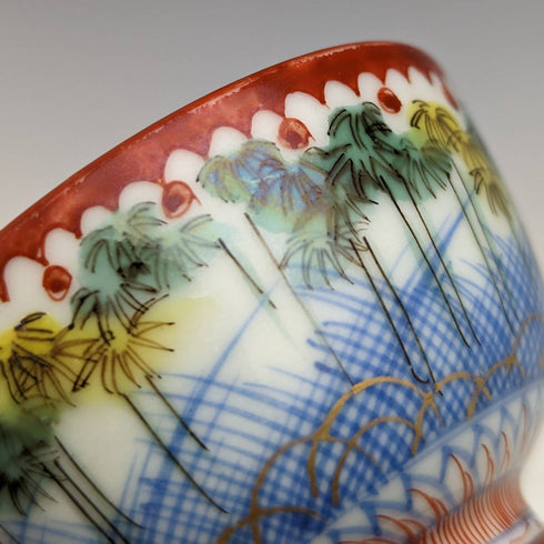 Japanese antique Meiji period Kutani ware sake cup