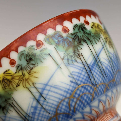 Japanese antique Meiji period Kutani ware sake cup