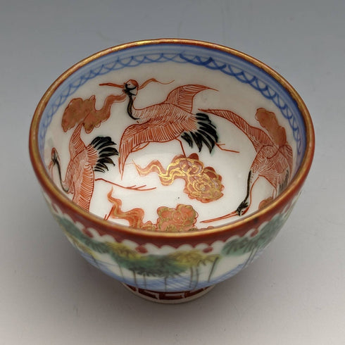 Japanese antique Meiji period Kutani ware sake cup