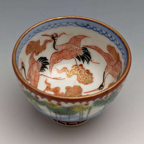 Japanese antique Meiji period Kutani ware sake cup