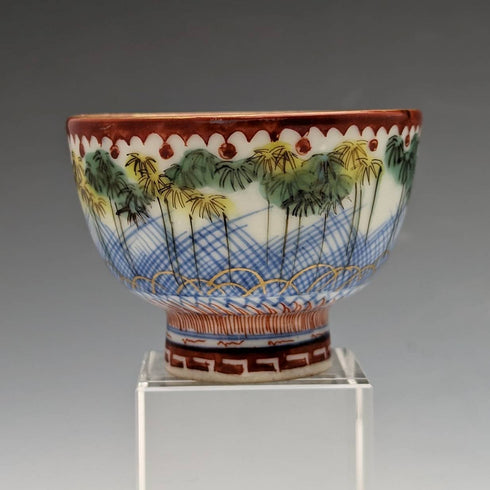 Japanese antique Meiji period Kutani ware sake cup