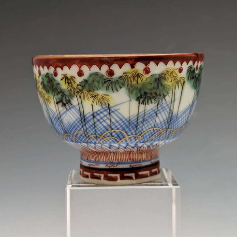 Japanese antique Meiji period Kutani ware sake cup