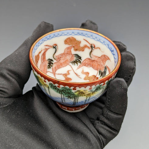 Japanese antique Meiji period Kutani ware sake cup