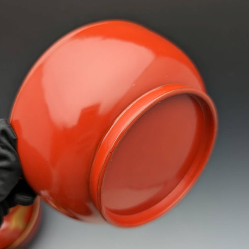 Japanese Antique Meiji Era Kyoto Lacquerware Soup Bowl with Lid Set of 5