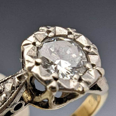 Anillo vintage británico de oro de 18 quilates con diamante de 0,25 ct, H L Brown