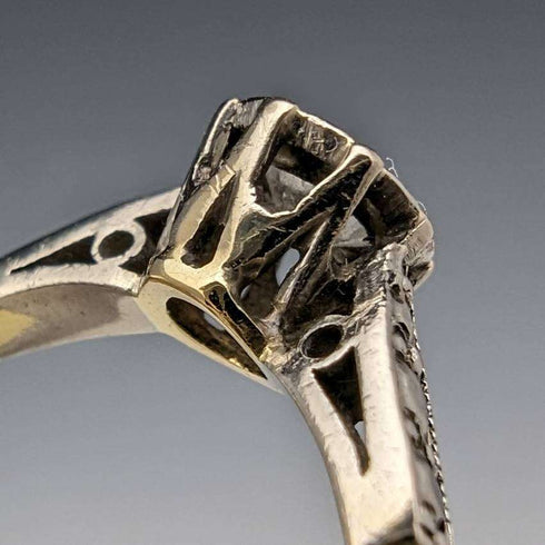 Anillo vintage británico de oro de 18 quilates con diamante de 0,25 ct, H L Brown
