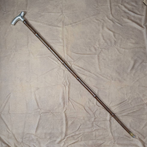 1890年 英国アンティーク 紳士用ステッキ 杖 純銀ダービーハンドル 92cm