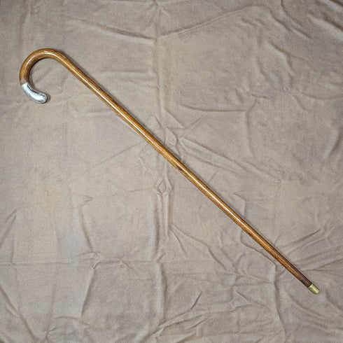 1928 British Vintage Men's Walking Stick with Curved Handle 78cm