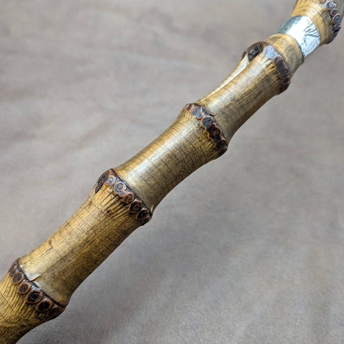 1909 British Antique Men's Walking Stick Thick Bamboo Shaft 84cm