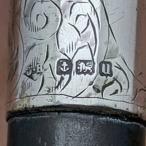 1919 British Antique Gentleman's Walking Stick with Curved Horn Handle 91cm