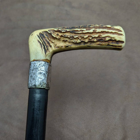 1894 年英國古董男士手杖鹿角手拿包手柄粗桿 80 厘米