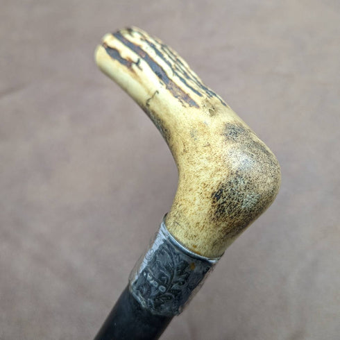 1894 年英國古董男士手杖鹿角手拿包手柄粗桿 80 厘米