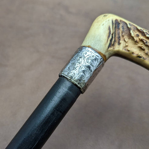 1894 年英國古董男士手杖鹿角手拿包手柄粗桿 80 厘米