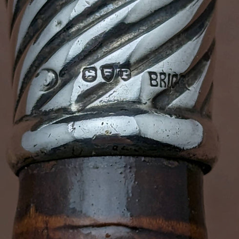 1890年 英国アンティーク 紳士用ステッキ 杖 純銀ダービーハンドル 92cm